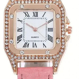 Rhinestone Decor Quartz Watch For Women Rectangle Pointer Classic Roman..NWT